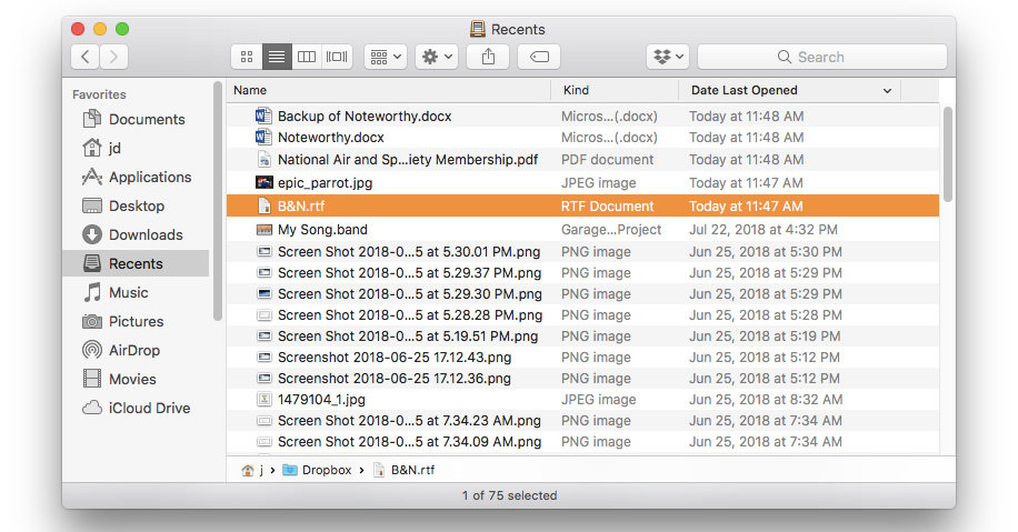 search for last modified files on mac